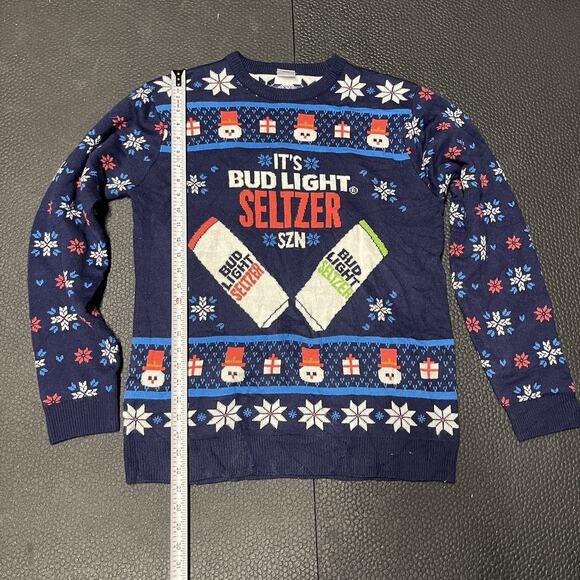 Size Large Unisex Bud Light Seltzer Beer Ugly Holiday Christmas Sweater - Picture 3 of 6